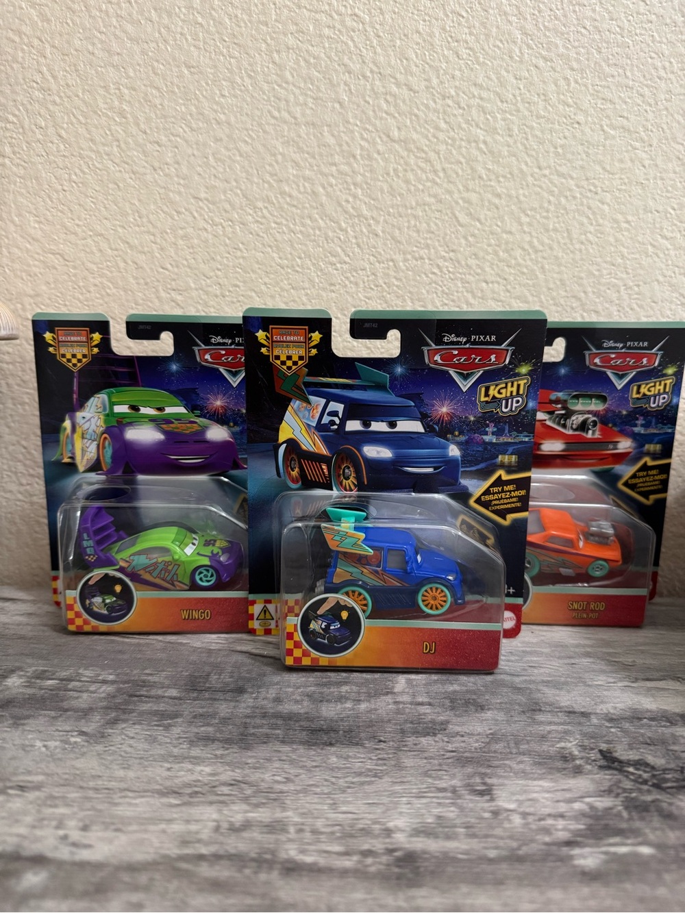 Disney Pixar Cars Light Up Tuners Lot of 3 Dj Wingo Snit Rod New Mattel Diecast